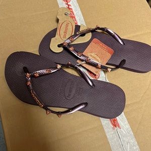 Havaianas Slim Hardware Flip Flops Aubergine Sandal Br 35/36 US 6 Eur 37/38